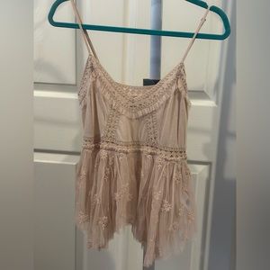Pink tulle flowy tank